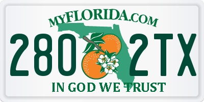 FL license plate 2802TX