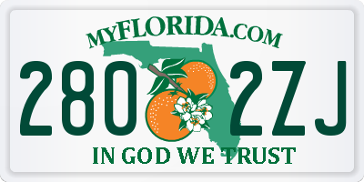FL license plate 2802ZJ