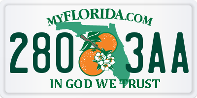 FL license plate 2803AA