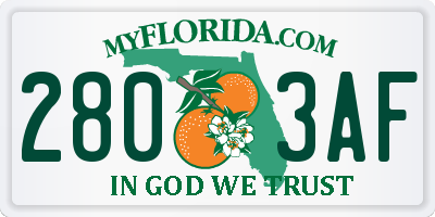 FL license plate 2803AF