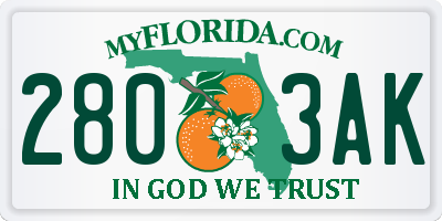 FL license plate 2803AK