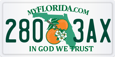 FL license plate 2803AX