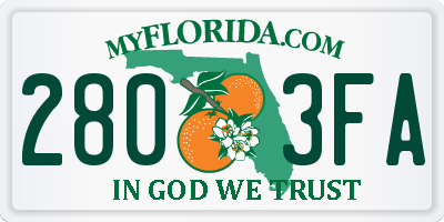 FL license plate 2803FA