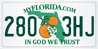 FL license plate 2803HJ
