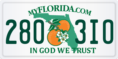 FL license plate 2803IO