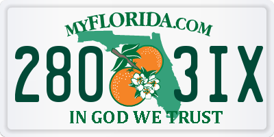 FL license plate 2803IX