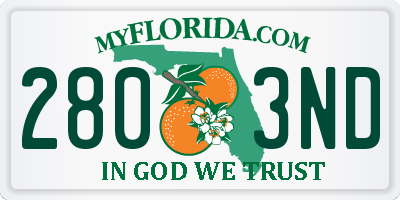 FL license plate 2803ND
