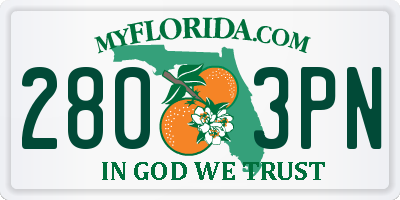 FL license plate 2803PN