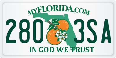 FL license plate 2803SA