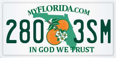 FL license plate 2803SM