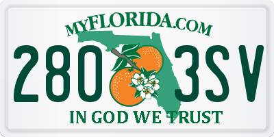 FL license plate 2803SV