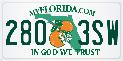 FL license plate 2803SW