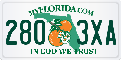 FL license plate 2803XA
