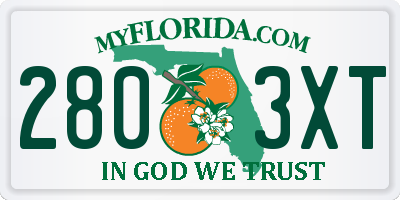 FL license plate 2803XT