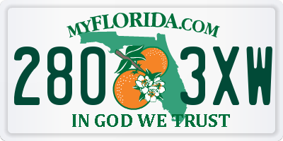 FL license plate 2803XW