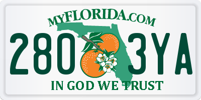 FL license plate 2803YA