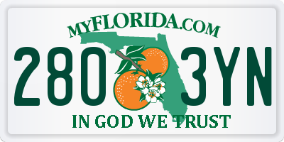 FL license plate 2803YN