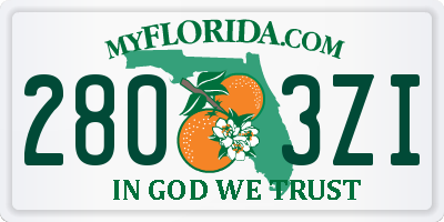 FL license plate 2803ZI