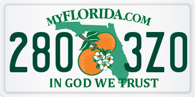 FL license plate 2803ZO