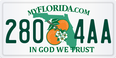 FL license plate 2804AA