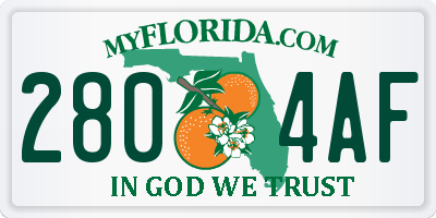 FL license plate 2804AF