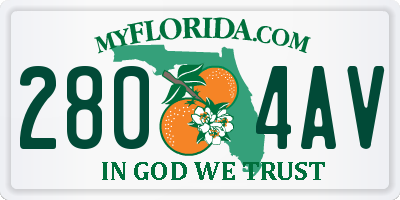 FL license plate 2804AV