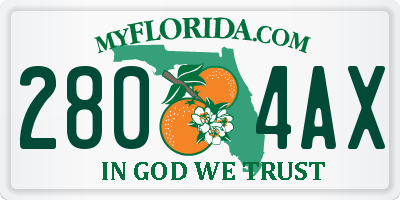 FL license plate 2804AX