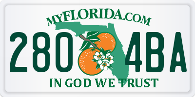 FL license plate 2804BA