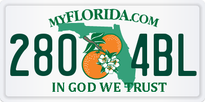 FL license plate 2804BL