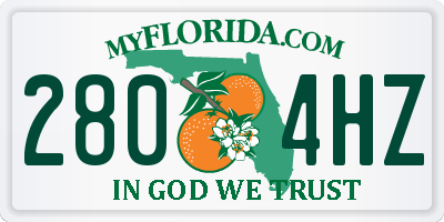 FL license plate 2804HZ