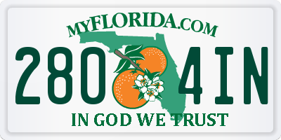 FL license plate 2804IN
