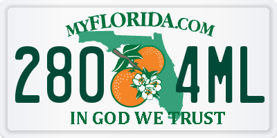 FL license plate 2804ML