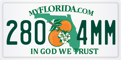 FL license plate 2804MM