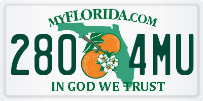 FL license plate 2804MU