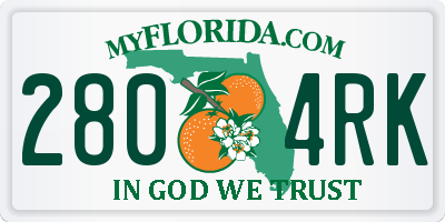 FL license plate 2804RK