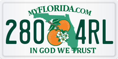 FL license plate 2804RL