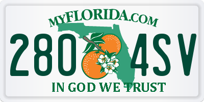 FL license plate 2804SV
