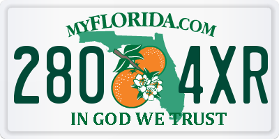 FL license plate 2804XR