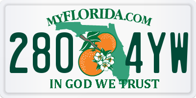 FL license plate 2804YW
