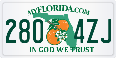 FL license plate 2804ZJ