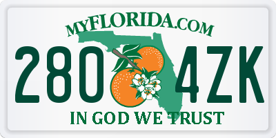 FL license plate 2804ZK