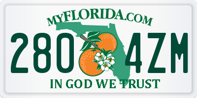 FL license plate 2804ZM