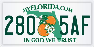FL license plate 2805AF