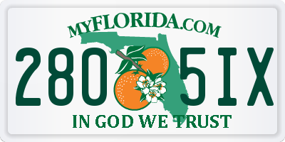 FL license plate 2805IX