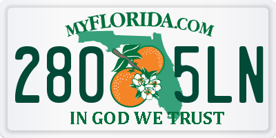 FL license plate 2805LN