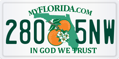 FL license plate 2805NW