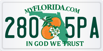 FL license plate 2805PA