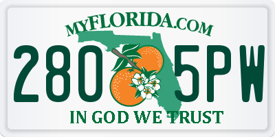 FL license plate 2805PW