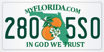 FL license plate 2805SO
