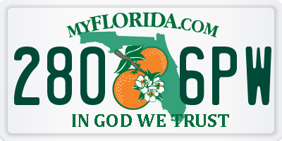FL license plate 2806PW